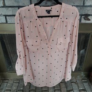 Pink Stripe Blue Polka Dot Torrid Blouse
